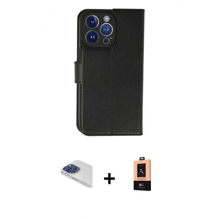 MARSİLYAN™- iPhone 13 Pro Max Kılıf Siluet Işık Serisi - Şeffaf Maxco Cam Ekran Koruyucu + Lacivert Pers Alüminyum Kamera Lens