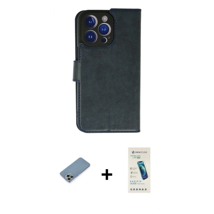 MARSİLYAN™- iPhone 13 Pro Max Kılıf Siluet Işık Serisi - Şeffaf Pasifik Cam Ekran Koruyucu + Shine Kamera Lens Koruma Cam - GI