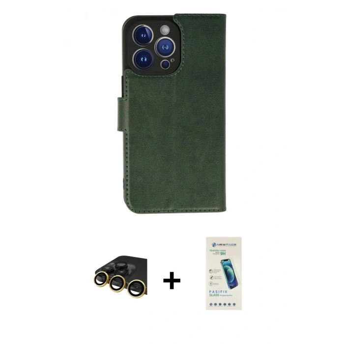 MARSİLYAN™- iPhone 13 Pro Max Kılıf Siluet Işık Serisi - Şeffaf Pasifik Cam Ekran Koruyucu + Gold Raze Metal Kamera Lens
