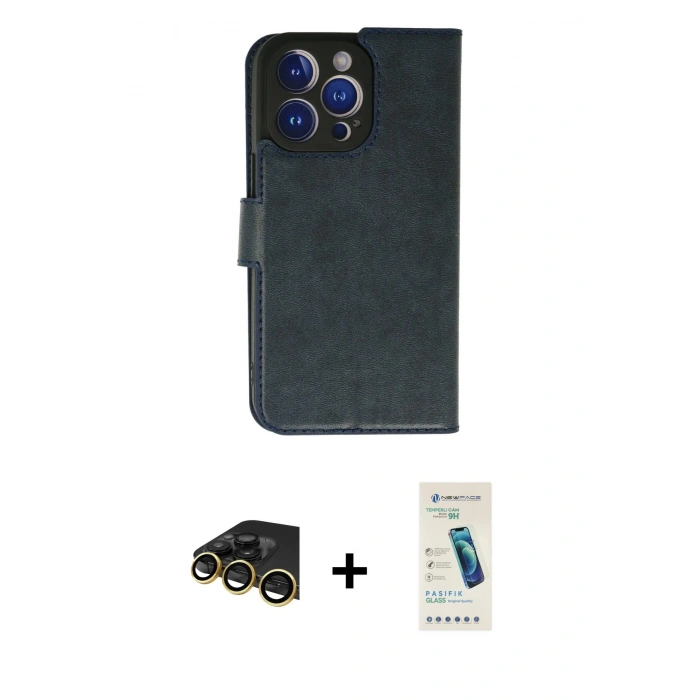 MARSİLYAN™- iPhone 13 Pro Max Kılıf Siluet Işık Serisi - Şeffaf Pasifik Cam Ekran Koruyucu + Gold Raze Metal Kamera Lens