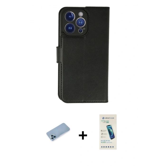 MARSİLYAN™- iPhone 13 Pro Max Kılıf Siluet Işık Serisi - Şeffaf Pasifik Cam Ekran Koruyucu + Shine Kamera Lens Koruma Cam - MI