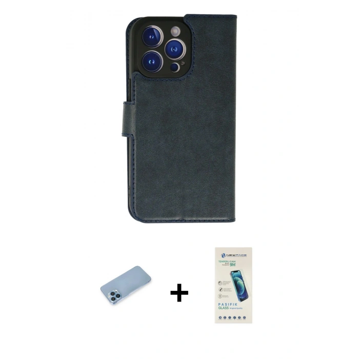 MARSİLYAN™- iPhone 13 Pro Max Kılıf Siluet Işık Serisi - Şeffaf Pasifik Cam Ekran Koruyucu + Shine Kamera Lens Koruma Cam - MI