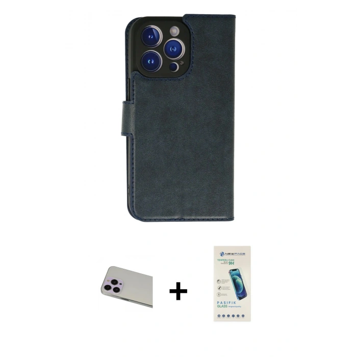 MARSİLYAN™- iPhone 13 Pro Max Kılıf Siluet Işık Serisi - Şeffaf Pasifik Cam Ekran Koruyucu + Mor Rainbow Kamera Lens Koruma Cam