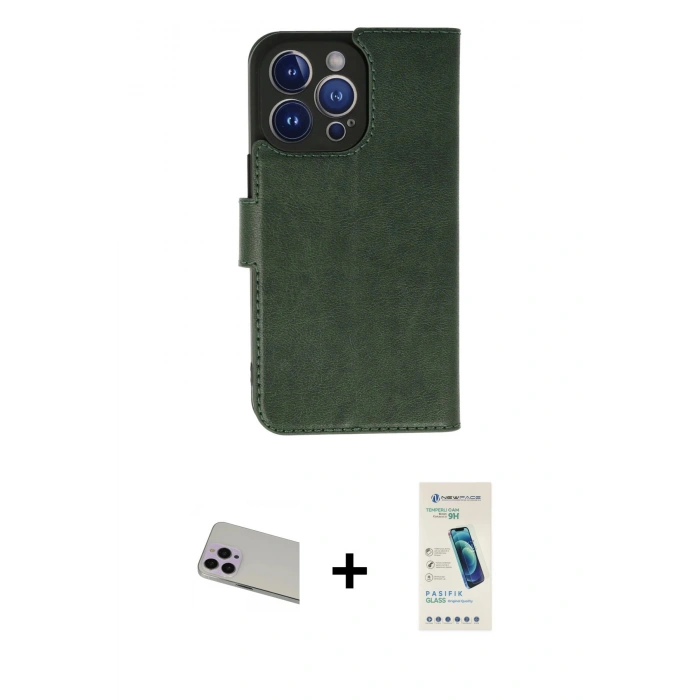 MARSİLYAN™- iPhone 13 Pro Max Kılıf Siluet Işık Serisi - Şeffaf Pasifik Cam Ekran Koruyucu + Mor Rainbow Kamera Lens Koruma Cam
