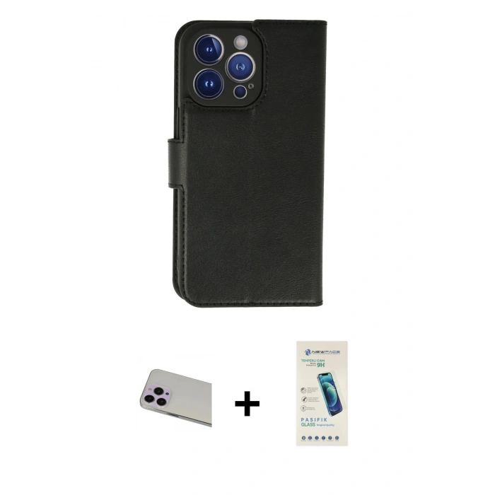 MARSİLYAN™- iPhone 13 Pro Max Kılıf Siluet Işık Serisi - Şeffaf Pasifik Cam Ekran Koruyucu + Mor Rainbow Kamera Lens Koruma Cam