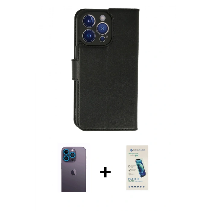 MARSİLYAN™- iPhone 13 Pro Max Kılıf Siluet Işık Serisi - Şeffaf Pasifik Cam Ekran Koruyucu + Neon Fosforlu Kamera Lens - MI