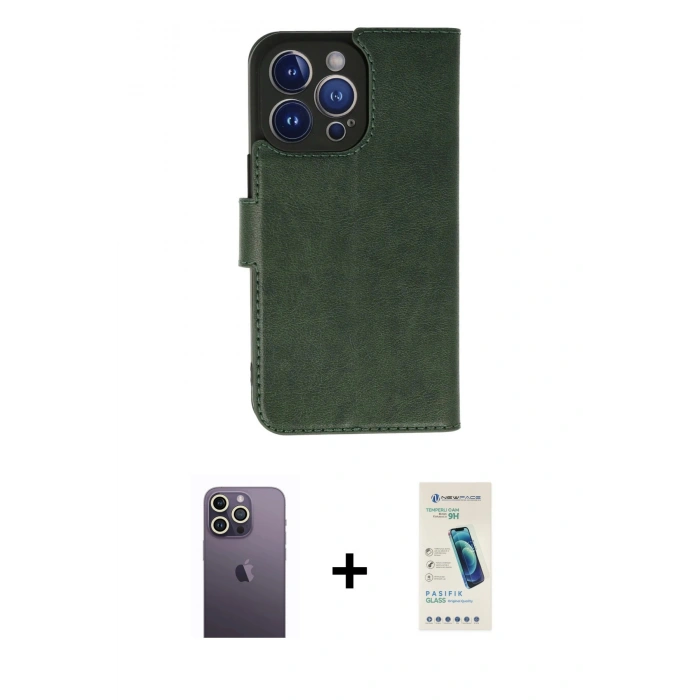 MARSİLYAN™- iPhone 13 Pro Max Kılıf Siluet Işık Serisi - Şeffaf Pasifik Cam Ekran Koruyucu + Neon Fosforlu Kamera Lens - BZ