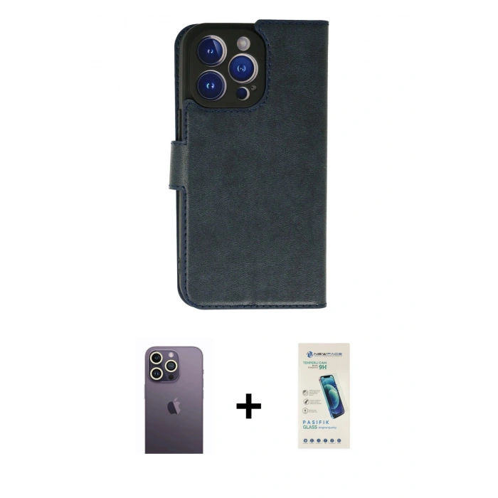 MARSİLYAN™- iPhone 13 Pro Max Kılıf Siluet Işık Serisi - Şeffaf Pasifik Cam Ekran Koruyucu + Neon Fosforlu Kamera Lens - BZ