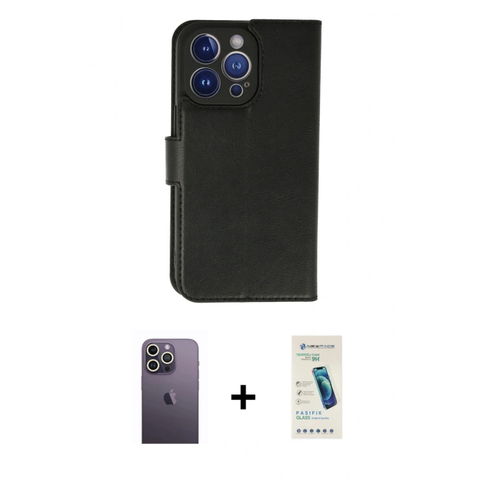 MARSİLYAN™- iPhone 13 Pro Max Kılıf Siluet Işık Serisi - Şeffaf Pasifik Cam Ekran Koruyucu + Neon Fosforlu Kamera Lens - BZ