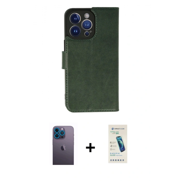 MARSİLYAN™- iPhone 13 Pro Max Kılıf Siluet Işık Serisi - Şeffaf Pasifik Cam Ekran Koruyucu + Neon Fosforlu Kamera Lens - MI