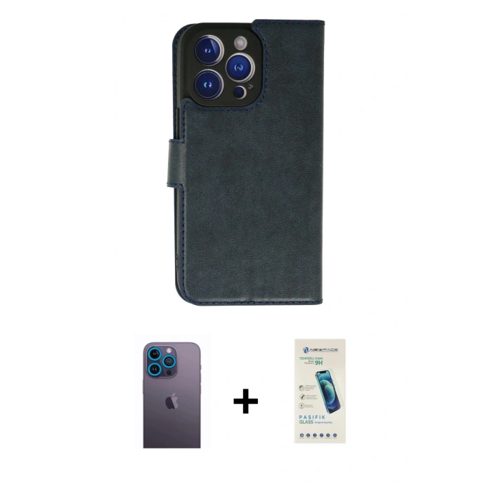 MARSİLYAN™- iPhone 13 Pro Max Kılıf Siluet Işık Serisi - Şeffaf Pasifik Cam Ekran Koruyucu + Neon Fosforlu Kamera Lens - MI