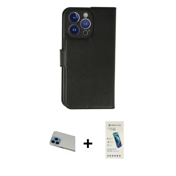MARSİLYAN™- iPhone 13 Pro Max Kılıf Siluet Işık Serisi - Şeffaf Pasifik Cam Ekran Koruyucu + Rainbow Kamera Lens Koruma Cam - MI