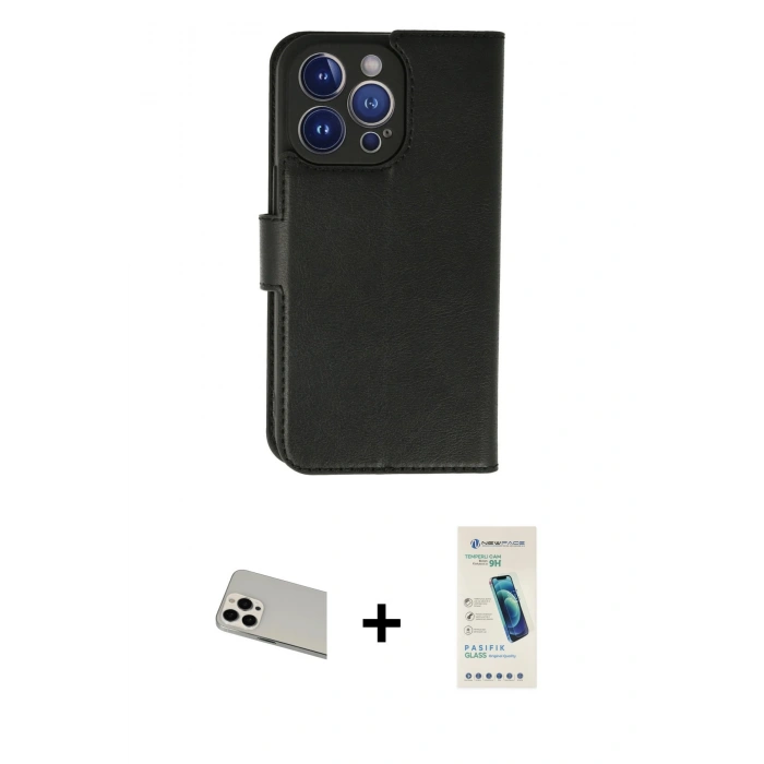 MARSİLYAN™- iPhone 13 Pro Max Kılıf Siluet Işık Serisi - Şeffaf Pasifik Cam Ekran Koruyucu + Rainbow Kamera Lens Koruma Cam - BZ