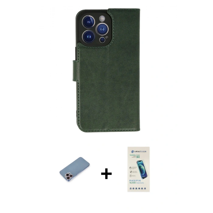MARSİLYAN™- iPhone 13 Pro Max Kılıf Siluet Işık Serisi - Şeffaf Pasifik Cam Ekran Koruyucu + Shine Kamera Lens Koruma Cam - PE
