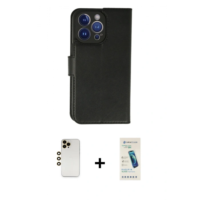 MARSİLYAN™- iPhone 13 Pro Max Kılıf Siluet Işık Serisi - Şeffaf Pasifik Cam Ekran Koruyucu + Shine Kamera Lens - GD