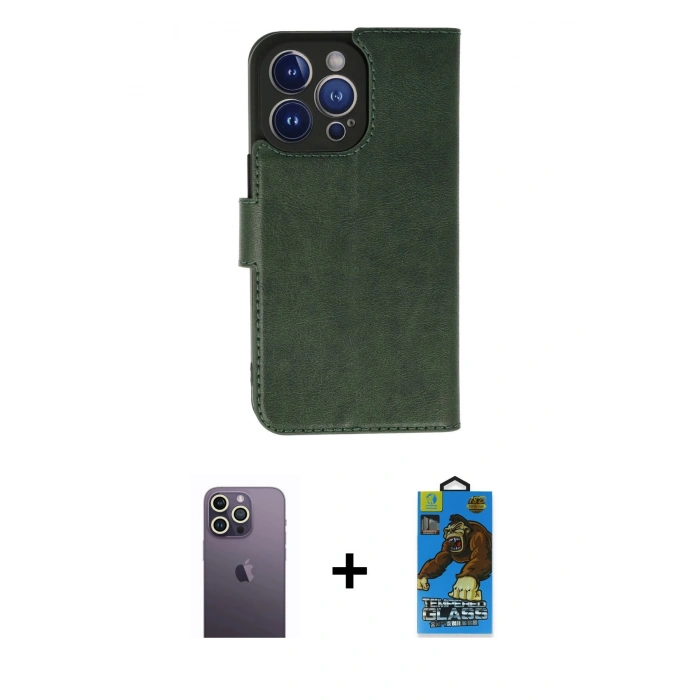 MARSİLYAN™- iPhone 13 Pro Max Kılıf Siluet Işık Serisi - Siyah 18D Cam Ekran Koruyucu + Neon Fosforlu Kamera Lens - BZ
