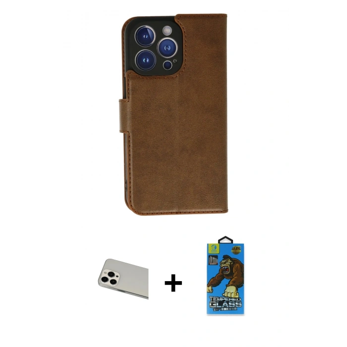 MARSİLYAN™- iPhone 13 Pro Max Kılıf Siluet Işık Serisi - Siyah 18D Cam Ekran Koruyucu + Rainbow Kamera Lens Koruma Cam - BZ