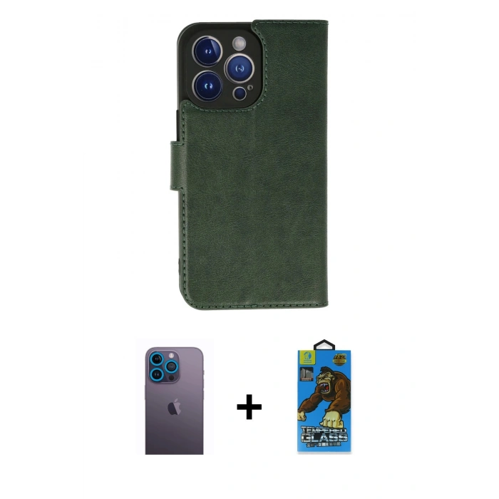 MARSİLYAN™- iPhone 13 Pro Max Kılıf Siluet Işık Serisi - Siyah 18D Cam Ekran Koruyucu + Neon Fosforlu Kamera Lens - MI