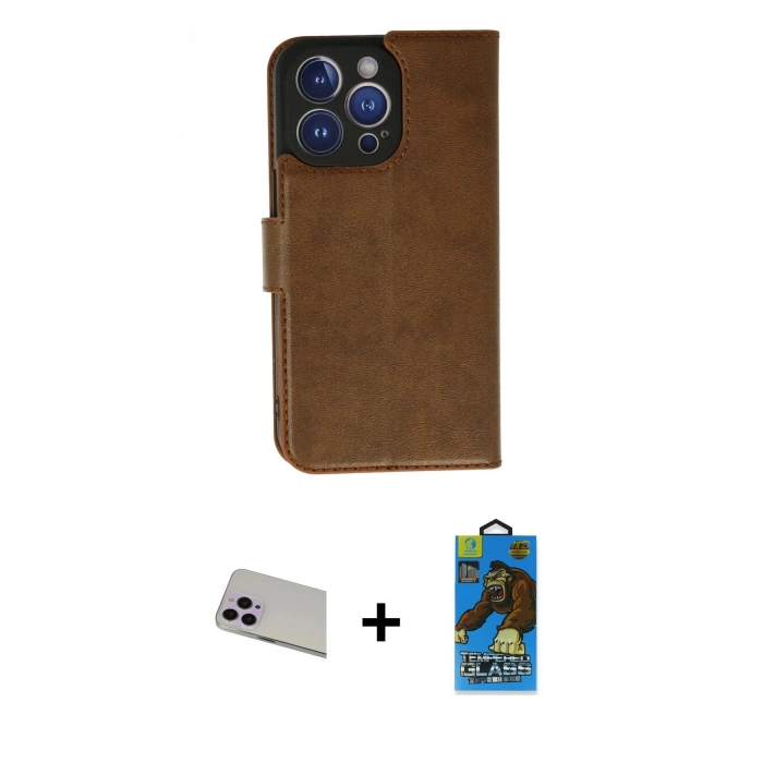 MARSİLYAN™- iPhone 13 Pro Max Kılıf Siluet Işık Serisi - Siyah 18D Cam Ekran Koruyucu + Rainbow Kamera Lens Koruma Cam - MR