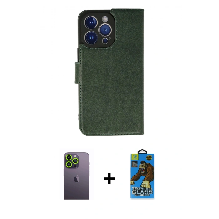MARSİLYAN™- iPhone 13 Pro Max Kılıf Siluet Işık Serisi - Siyah 18D Cam Ekran Koruyucu + Neon Fosforlu Kamera Lens - YL