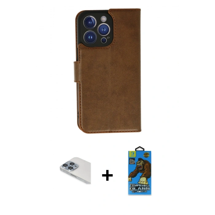 MARSİLYAN™- iPhone 13 Pro Max Kılıf Siluet Işık Serisi - Siyah 18D Cam Ekran Koruyucu + Pers Alüminyum Kamera Lens - SABE