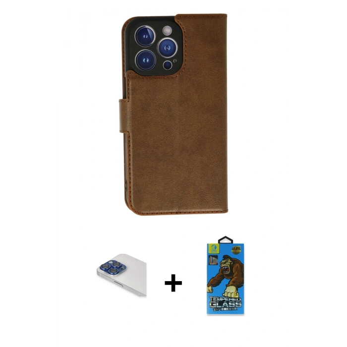 MARSİLYAN™- iPhone 13 Pro Max Kılıf Siluet Işık Serisi - Siyah 18D Cam Ekran Koruyucu + Pers Alüminyum Kamera Lens - LT