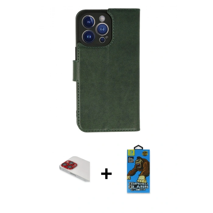 MARSİLYAN™- iPhone 13 Pro Max Kılıf Siluet Işık Serisi - Siyah 18D Cam Ekran Koruyucu + Pers Alüminyum Kamera Lens - KI