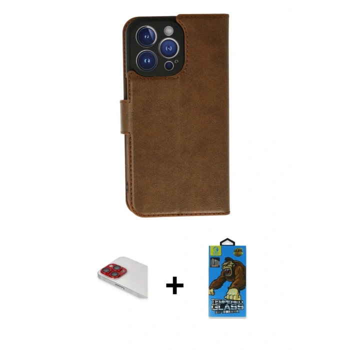 MARSİLYAN™- iPhone 13 Pro Max Kılıf Siluet Işık Serisi - Siyah 18D Cam Ekran Koruyucu + Pers Alüminyum Kamera Lens - KI
