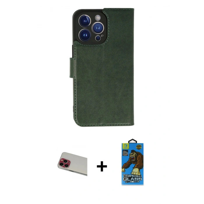 MARSİLYAN™- iPhone 13 Pro Max Kılıf Siluet Işık Serisi - Siyah 18D Cam Ekran Koruyucu + Rainbow Kamera Lens Koruma Cam - KI