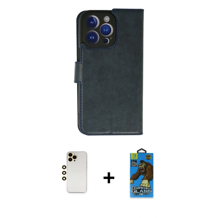 MARSİLYAN™- iPhone 13 Pro Max Kılıf Siluet Işık Serisi - Siyah 18D Cam Ekran Koruyucu + Shine Kamera Lens - GD
