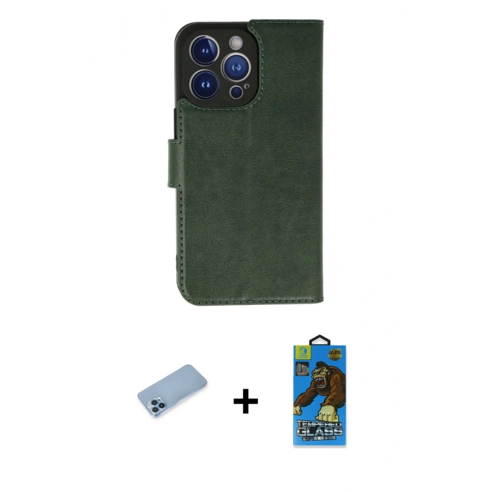 MARSİLYAN™- iPhone 13 Pro Max Kılıf Siluet Işık Serisi - Siyah 18D Cam Ekran Koruyucu + Shine Kamera Lens Koruma Cam - MI