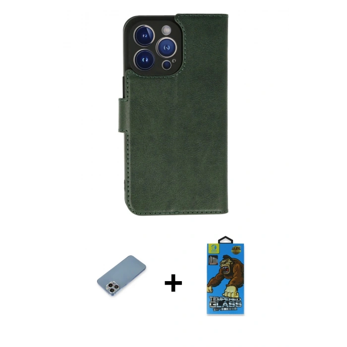 MARSİLYAN™- iPhone 13 Pro Max Kılıf Siluet Işık Serisi - Siyah 18D Cam Ekran Koruyucu + Shine Kamera Lens Koruma Cam - GI