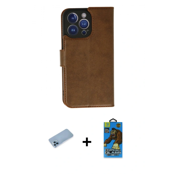 MARSİLYAN™- iPhone 13 Pro Max Kılıf Siluet Işık Serisi - Siyah 18D Cam Ekran Koruyucu + Shine Kamera Lens Koruma Cam - MI