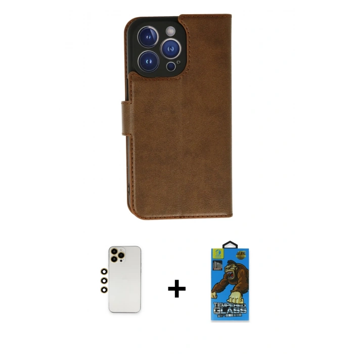 MARSİLYAN™- iPhone 13 Pro Max Kılıf Siluet Işık Serisi - Siyah 18D Cam Ekran Koruyucu + Shine Kamera Lens - GD