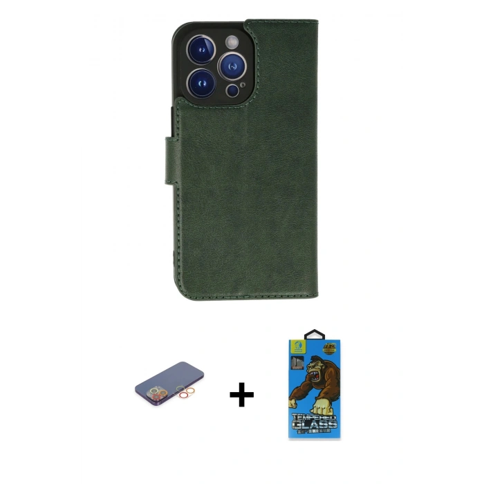 MARSİLYAN™- iPhone 13 Pro Max Kılıf Siluet Işık Serisi - Siyah 18D Cam Ekran Koruyucu + Renkli Kamera Lens Koruma Cam - TU