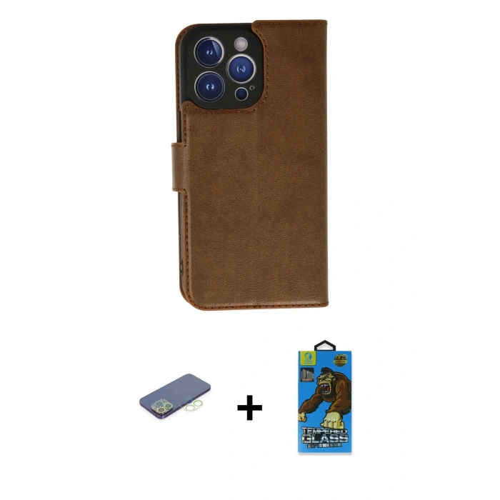 MARSİLYAN™- iPhone 13 Pro Max Kılıf Siluet Işık Serisi - Siyah 18D Cam Ekran Koruyucu + Renkli Kamera Lens Koruma Cam - YL
