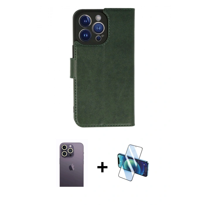 MARSİLYAN™- iPhone 13 Pro Max Kılıf Siluet Işık Serisi - Siyah 3D Antistatik Cam Ekran Koruyucu + Neon Fosforlu Kamera Lens - BZ
