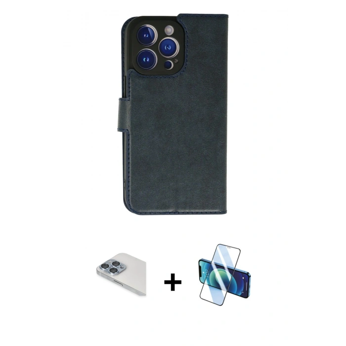 MARSİLYAN™- iPhone 13 Pro Max Kılıf Siluet Işık Serisi - Siyah 3D Antistatik Cam Ekran Koruyucu + Pers Alüminyum Kamera Lens - SABE