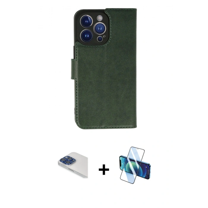 MARSİLYAN™- iPhone 13 Pro Max Kılıf Siluet Işık Serisi - Siyah 3D Antistatik Cam Ekran Koruyucu + Pers Alüminyum Kamera Lens - LT