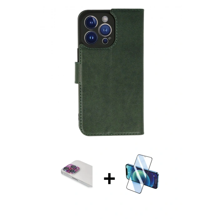 MARSİLYAN™- iPhone 13 Pro Max Kılıf Siluet Işık Serisi - Siyah 3D Antistatik Cam Ekran Koruyucu + Pers Alüminyum Kamera Lens - GI
