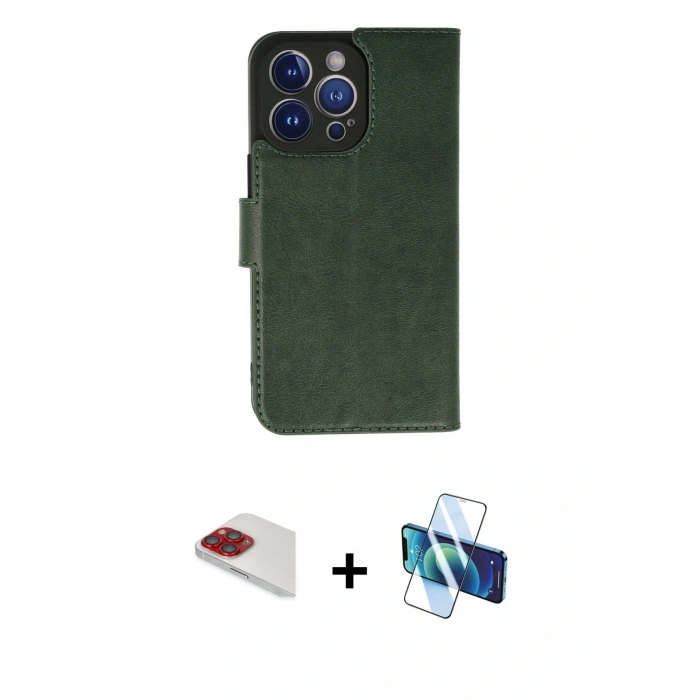 MARSİLYAN™- iPhone 13 Pro Max Kılıf Siluet Işık Serisi - Siyah 3D Antistatik Cam Ekran Koruyucu + Pers Alüminyum Kamera Lens - KI
