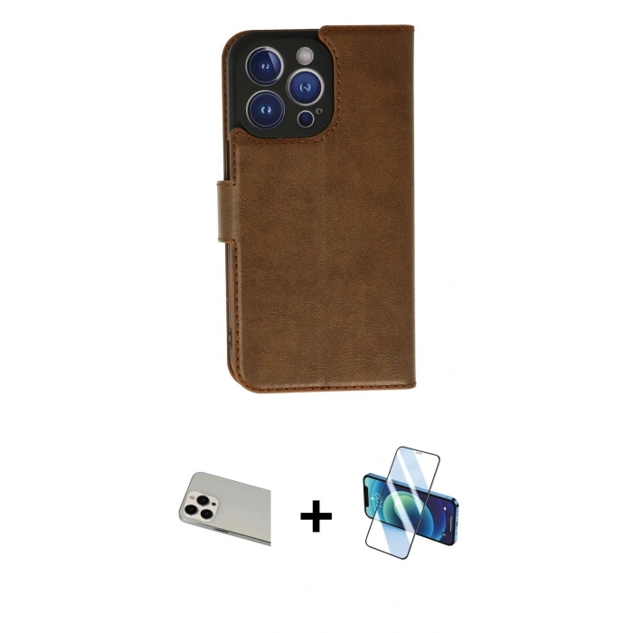 MARSİLYAN™- iPhone 13 Pro Max Kılıf Siluet Işık Serisi - Siyah 3D Antistatik Cam Ekran Koruyucu + Rainbow Kamera Lens Koruma Cam - BZ