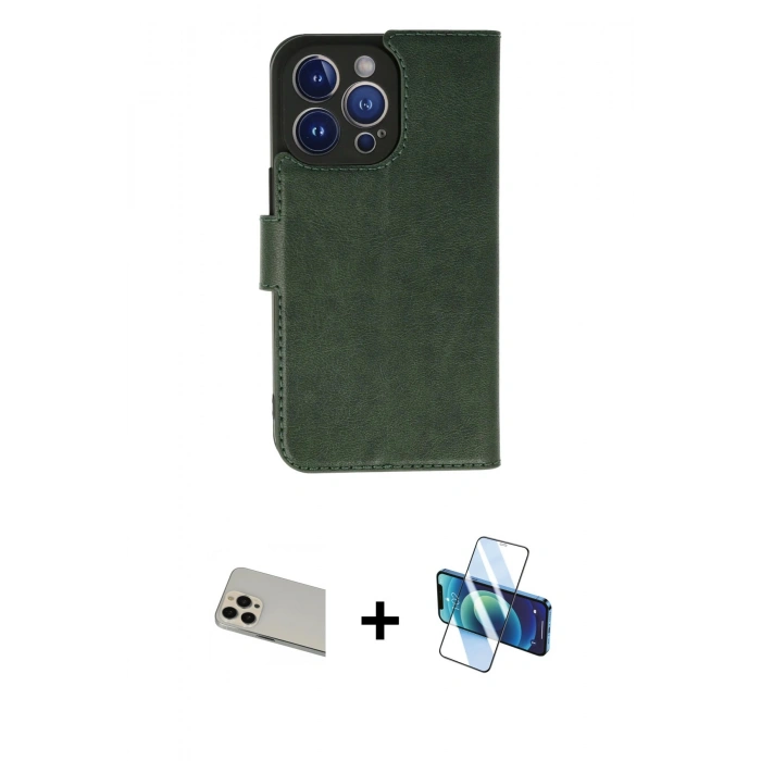 MARSİLYAN™- iPhone 13 Pro Max Kılıf Siluet Işık Serisi - Siyah 3D Antistatik Cam Ekran Koruyucu + Rainbow Kamera Lens Koruma Cam - REGD