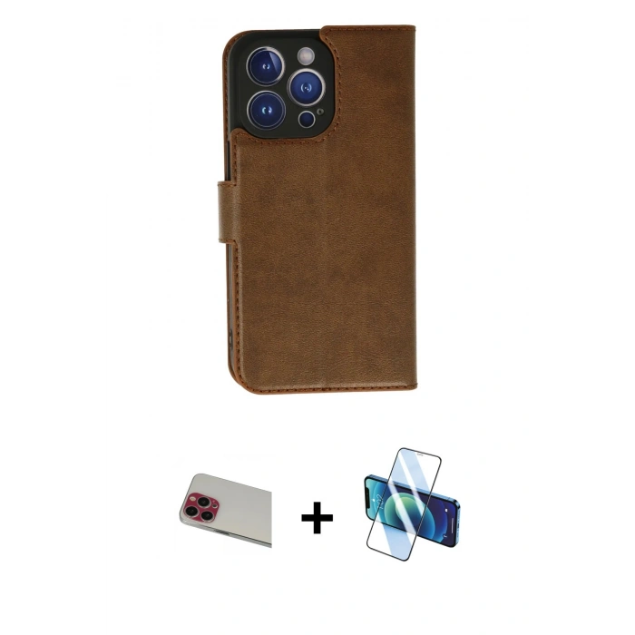 MARSİLYAN™- iPhone 13 Pro Max Kılıf Siluet Işık Serisi - Siyah 3D Antistatik Cam Ekran Koruyucu + Rainbow Kamera Lens Koruma Cam - KI