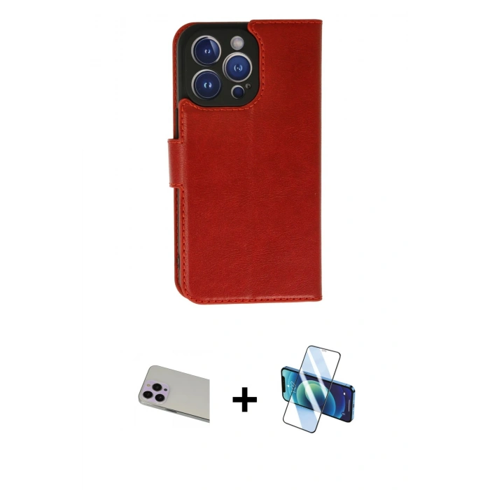 MARSİLYAN™- iPhone 13 Pro Max Kılıf Siluet Işık Serisi - Siyah 3D Antistatik Cam Ekran Koruyucu + Rainbow Kamera Lens Koruma Cam - MR