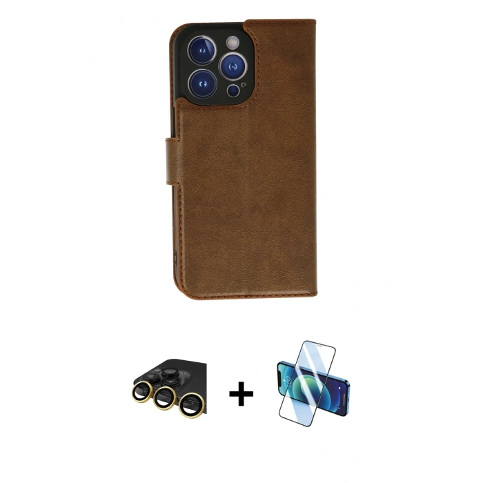 MARSİLYAN™- iPhone 13 Pro Max Kılıf Siluet Işık Serisi - Siyah 3D Antistatik Cam Ekran Koruyucu + Raze Metal Kamera Lens - GD