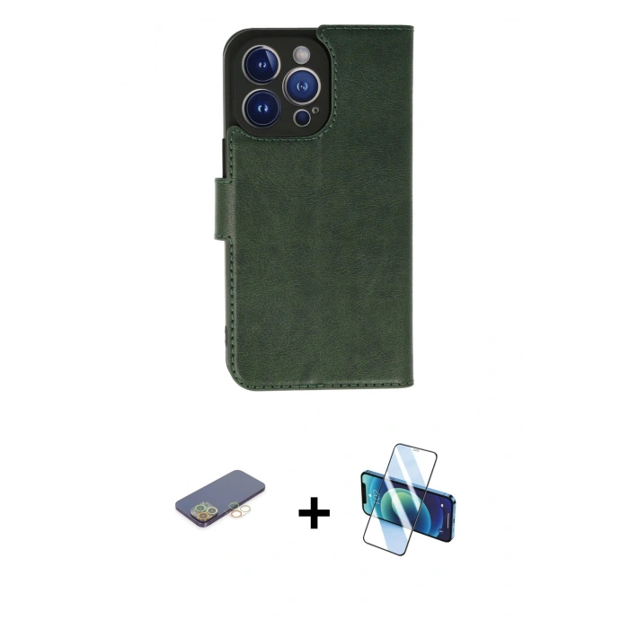MARSİLYAN™- iPhone 13 Pro Max Kılıf Siluet Işık Serisi - Siyah 3D Antistatik Cam Ekran Koruyucu + Renkli Kamera Lens Koruma Cam - SI