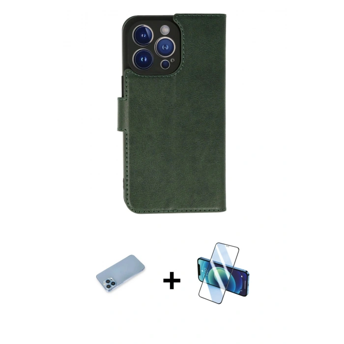 MARSİLYAN™- iPhone 13 Pro Max Kılıf Siluet Işık Serisi - Siyah 3D Antistatik Cam Ekran Koruyucu + Shine Kamera Lens Koruma Cam - MI