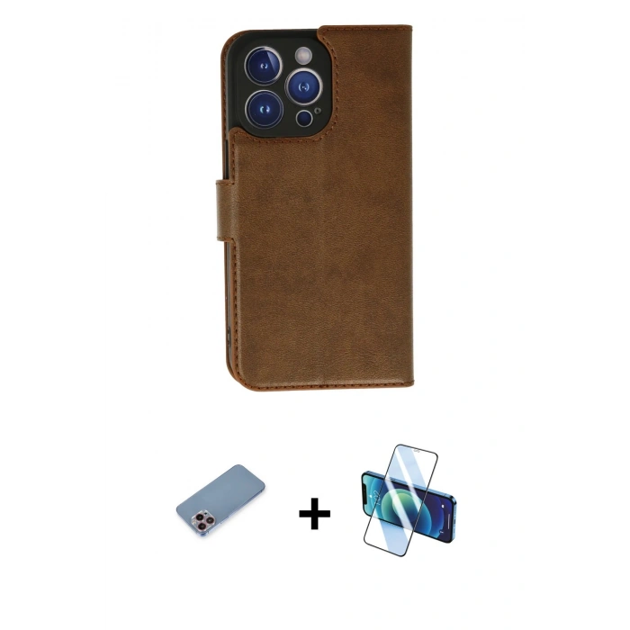 MARSİLYAN™- iPhone 13 Pro Max Kılıf Siluet Işık Serisi - Siyah 3D Antistatik Cam Ekran Koruyucu + Shine Kamera Lens Koruma Cam - PE