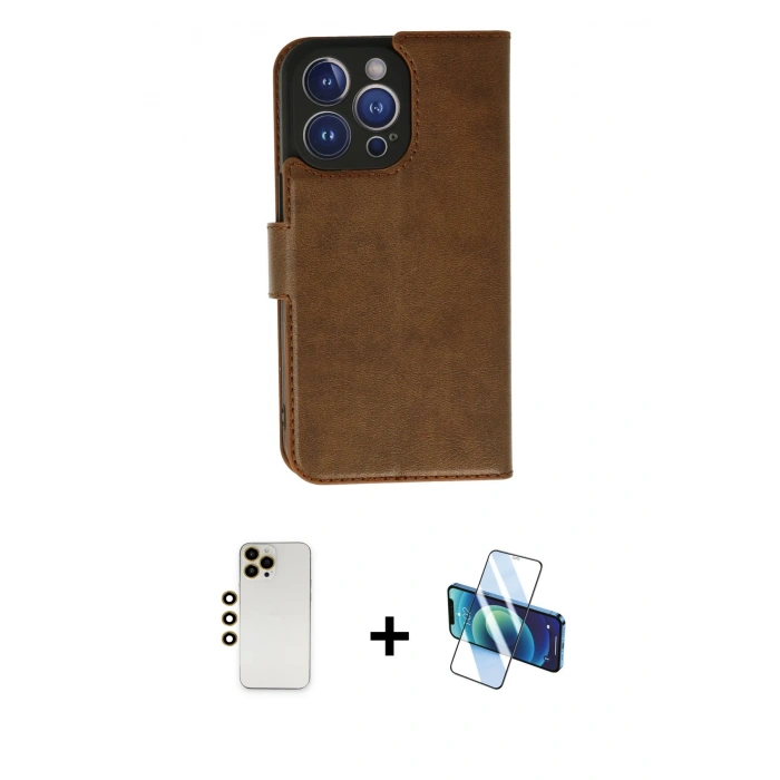 MARSİLYAN™- iPhone 13 Pro Max Kılıf Siluet Işık Serisi - Siyah 3D Antistatik Cam Ekran Koruyucu + Shine Kamera Lens - GD